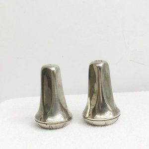 Mid Century Pr Salt Pepper Shakers Silver Metal